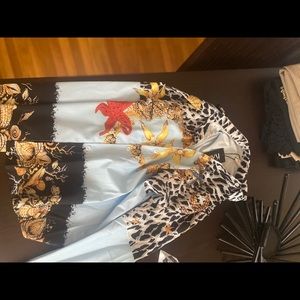 Button up animal print baby blue brand new top